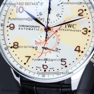 Special Prices Portugieser Japan Quartz Chronograph Mens Watch 40mm Steel Case White Dial Leather Strap CHS