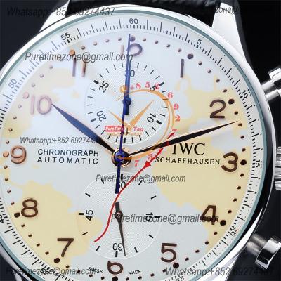 Special Prices Portugieser Japan Quartz Chronograph Mens Watch 40mm Steel Case White Dial Leather Strap CHS