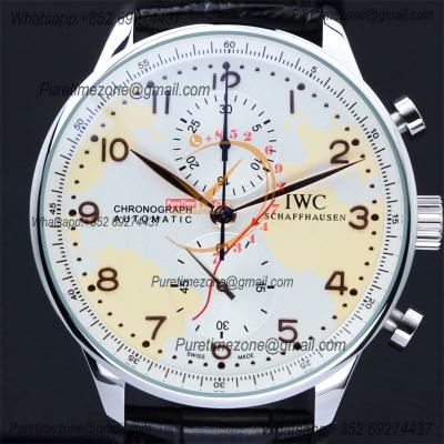 Special Prices Portugieser Japan Quartz Chronograph Mens Watch 40mm Steel Case White Dial Leather Strap CHS