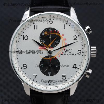 Special Prices Portugieser Japan Quartz Chronograph Mens Watch 40mm Steel Case White Black Dial Leather Strap CHS