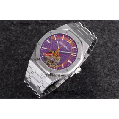 Royal Oak 26522  2018 SIHH  Extra Thin Hand Winding Tourbillon Mens Watch Best Edition R8F 41 Purple Dial SS Bracelet