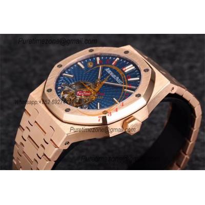 Royal Oak 26522  2018 SIHH  Extra Thin Hand Winding Tourbillon Mens Watch Best Edition R8F 41 RG Blue Dial SS Bracelet