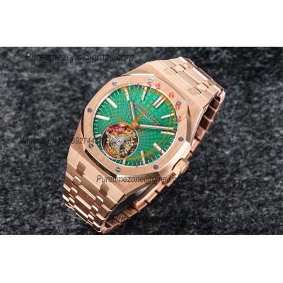 Royal Oak 26532 Extra Thin Automatic Tourbillon Mens Watch Best Edition R8F 42mm RG Green Dial SS Bracele