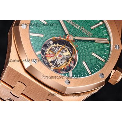 Royal Oak 26532 Extra Thin Automatic Tourbillon Mens Watch Best Edition R8F 42mm RG Green Dial SS Bracele