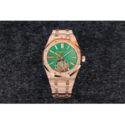 Royal Oak 26532 Extra Thin Automatic Tourbillon Mens Watch Best Edition R8F 42mm RG Green Dial SS Bracele