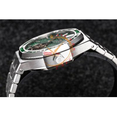 Royal Oak 26532 Extra Thin Automatic Tourbillon Mens Watch Best Edition R8F 42mm Diamond Bezel Green Dial SS Bracele