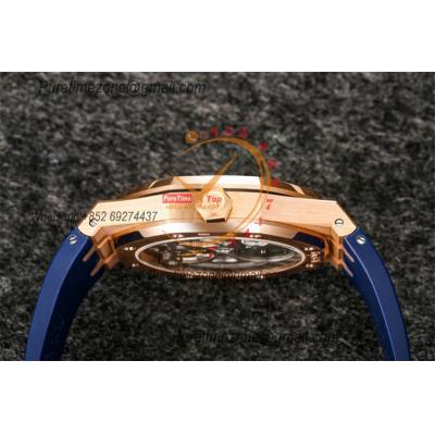 Royal Oak 26521 Extra Thin Automatic Tourbillon Mens Watch Best Edition R8F 42mm RG Blue Dial Rubber Strap CHS