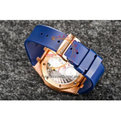 Royal Oak 26521 Extra Thin Automatic Tourbillon Mens Watch Best Edition R8F 42mm RG Blue Dial Rubber Strap CHS