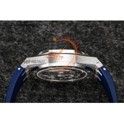 Royal Oak 26521 Extra Thin Automatic Tourbillon Mens Watch Best Edition R8F 42mm Diamond Bezel Blue Dial Rubber Strap