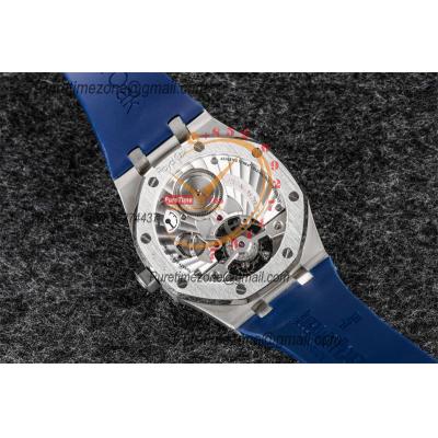 Royal Oak 26521 Extra Thin Automatic Tourbillon Mens Watch Best Edition R8F 42mm Diamond Bezel Blue Dial Rubber Strap