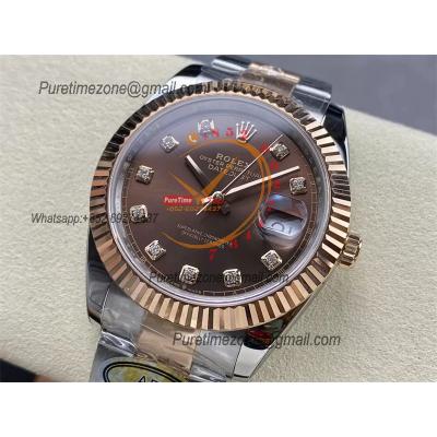 Datejust 126331 41 VR3235 Automatic Mens Watch Best Edition ARF RG Brown Dial On 904L Oyster SS Bracelet CHS