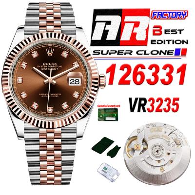 Datejust 126331 41 VR3235 Automatic Mens Watch Best Edition ARF RG Brown Dial On 904L Jubilee SS Bracelet CHS