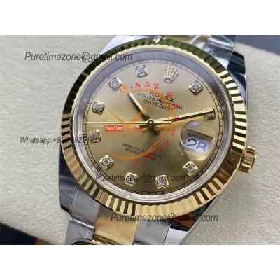 Datejust 126333 41 VR3235 Automatic Mens Watch Best Edition ARF YG Gold Diamonds Dial On 904L Oyster SS Bracelet CHS