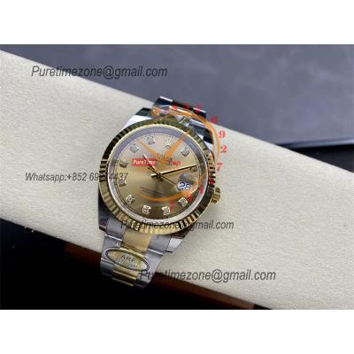 Datejust 126333 41 VR3235 Automatic Mens Watch Best Edition ARF YG Gold Diamonds Dial On 904L Oyster SS Bracelet CHS