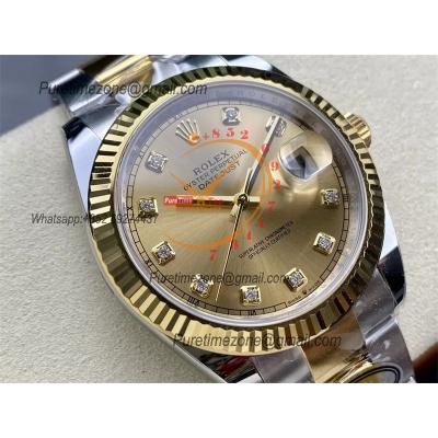 Datejust 126333 41 VR3235 Automatic Mens Watch Best Edition ARF YG Gold Diamonds Dial On 904L Oyster SS Bracelet CHS