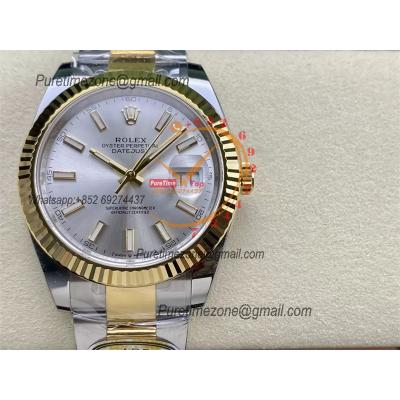 Datejust 126333 41 VR3235 Automatic Mens Watch Best Edition ARF YG Silver Dial On 904L Oyster SS Bracelet CHS