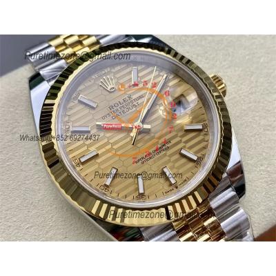 Datejust 126333 41 VR3235 Automatic Mens Watch Best Edition ARF YG Fluted Gold Dial On 904L Jubilee SS Bracelet CHS