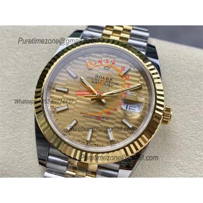 Datejust 126333 41 VR3235 Automatic Mens Watch Best Edition ARF YG Fluted Gold Dial On 904L Jubilee SS Bracelet CHS