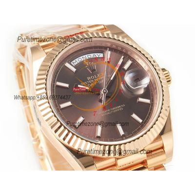 DayDate 40 228235 VR3255 Automatic Mens Watch Best Edition ARF RG Brown Stick Dial President Bracelet CHS