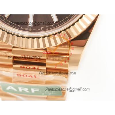 DayDate 40 228235 VR3255 Automatic Mens Watch Best Edition ARF RG Brown Stick Dial President Bracelet CHS