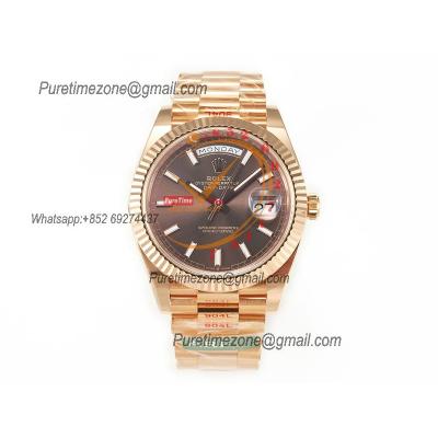 DayDate 40 228235 VR3255 Automatic Mens Watch Best Edition ARF RG Brown Stick Dial President Bracelet CHS