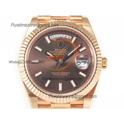 DayDate 40 228235 VR3255 Automatic Mens Watch Best Edition ARF RG Brown Stick Dial President Bracelet CHS