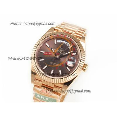 DayDate 40 228235 VR3255 Automatic Mens Watch Best Edition ARF RG Brown Stick Dial President Bracelet CHS