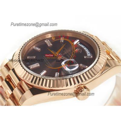 DayDate 40 228235 VR3255 Automatic Mens Watch Best Edition ARF RG Brown Diamonds Dial President Bracelet CHS