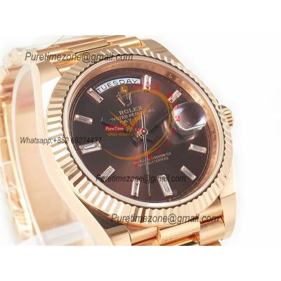 DayDate 40 228235 VR3255 Automatic Mens Watch Best Edition ARF RG Brown Diamonds Dial President Bracelet CHS