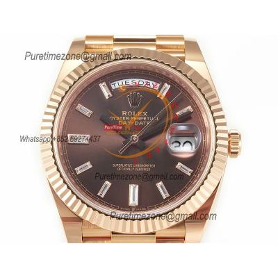 DayDate 40 228235 VR3255 Automatic Mens Watch Best Edition ARF RG Brown Diamonds Dial President Bracelet CHS