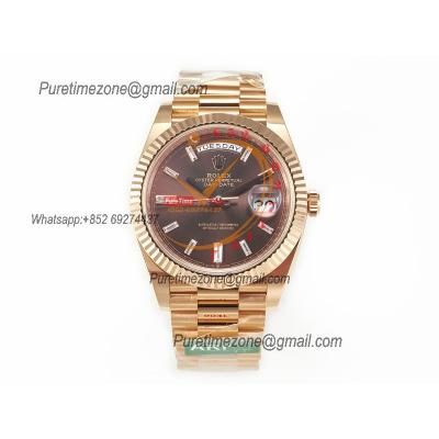 DayDate 40 228235 VR3255 Automatic Mens Watch Best Edition ARF RG Brown Diamonds Dial President Bracelet CHS