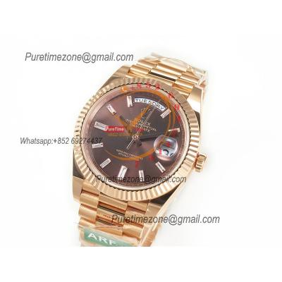 DayDate 40 228235 VR3255 Automatic Mens Watch Best Edition ARF RG Brown Diamonds Dial President Bracelet CHS