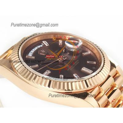 DayDate 40 228235 VR3255 Automatic Mens Watch Best Edition ARF RG Brown Diamonds Dial President Bracelet CHS