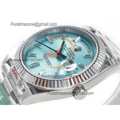 DayDate 40 228236 VR3255 Automatic Mens Watch Best Edition ARF ICE Blue Diamond Dial President Bracelet CHS