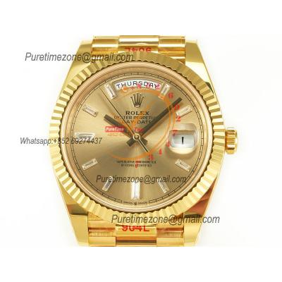 DayDate 40 228238 VR3255 Automatic Mens Watch Best Edition ARF YG Gold Diamonds Dial President Bracelet CHS