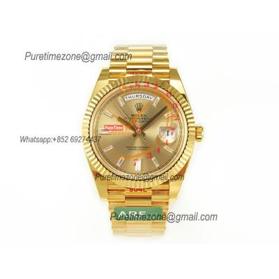 DayDate 40 228238 VR3255 Automatic Mens Watch Best Edition ARF YG Gold Diamonds Dial President Bracelet CHS