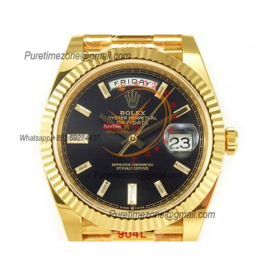 DayDate 40 228238 VR3255 Automatic Mens Watch Best Edition ARF YG Black Diamonds Dial President Bracelet CHS