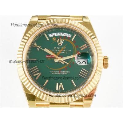 DayDate 40 228238 VR3255 Automatic Mens Watch Best Edition ARF YG Green Dial President Bracelet CHS (Gain Weight)