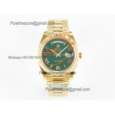 DayDate 40 228238 VR3255 Automatic Mens Watch Best Edition ARF YG Green Dial President Bracelet CHS (Gain Weight)