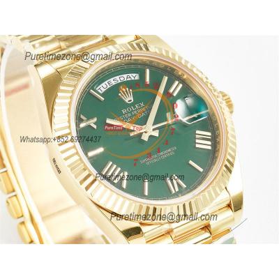 DayDate 40 228238 VR3255 Automatic Mens Watch Best Edition ARF YG Green Dial President Bracelet CHS (Gain Weight)