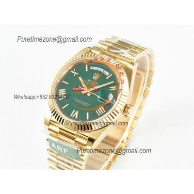 DayDate 40 228238 VR3255 Automatic Mens Watch Best Edition ARF YG Green Dial President Bracelet CHS (Gain Weight)