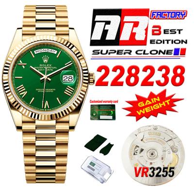 DayDate 40 228238 VR3255 Automatic Mens Watch Best Edition ARF YG Green Dial President Bracelet CHS (Gain Weight)