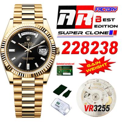 DayDate 40 228238 VR3255 Automatic Mens Watch Best Edition ARF YG Black Dial President Bracelet CHS (Gain Weight)