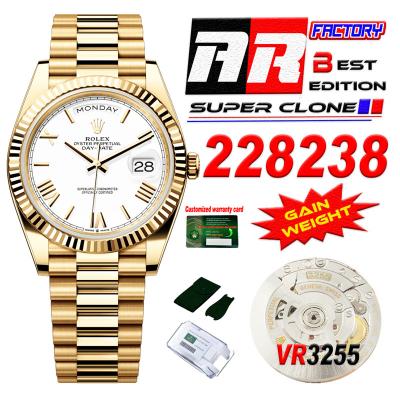 DayDate 40 228238 VR3255 Automatic Mens Watch Best Edition ARF YG Silver Dial President Bracelet CHS (Gain Weight)