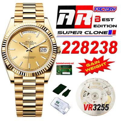 DayDate 40 228238 VR3255 Automatic Mens Watch Best Edition ARF YG Champagne Dial President Bracelet CHS (Gain Weight)