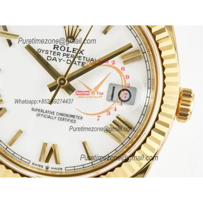 DayDate 40 228238 VR3255 Automatic Mens Watch Best Edition ARF YG White Dial President Bracelet CHS (Gain Weight)