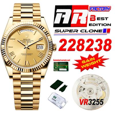 DayDate 40 228238 VR3255 Automatic Mens Watch Best Edition ARF YG Champagne Dial President Bracelet CHS (Gain Weight)