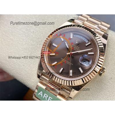 DayDate 40 228235 VR3255 Automatic Mens Watch Best Edition ARF RG Brown Dial President Bracelet CHS (Gain Weight)