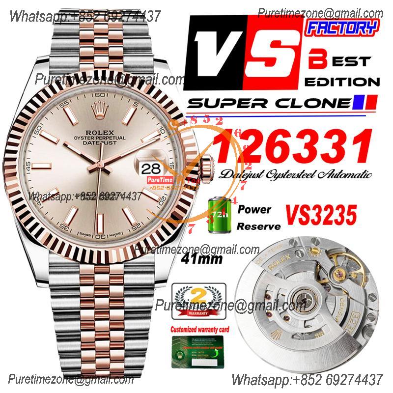 DateJust 41 126333 VS3235 Automatic Mens Watch 904L SS VSF Best Edition RG Gold Dial on Jubilee Bracelet CHS