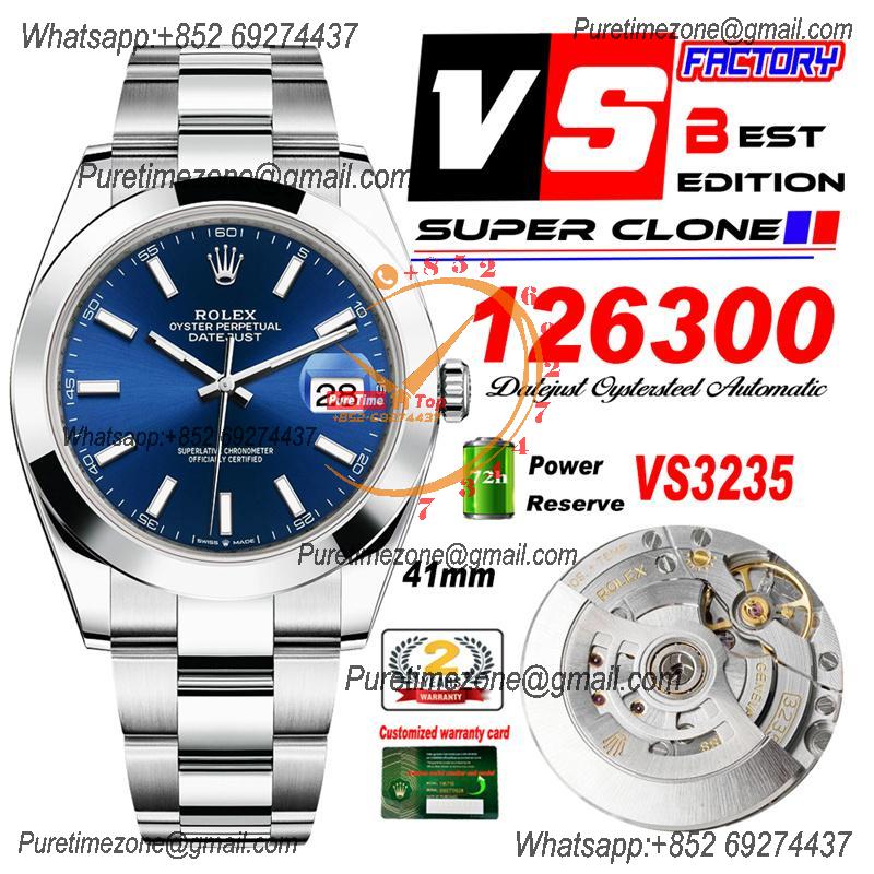 DateJust 41 126300 VS3235 Automatic Mens Watch 904L SS VSF Best Edition Blue Dial on Oyster Bracelet CHS